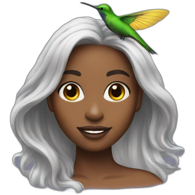 Black women with long hair and humming bird emoji
