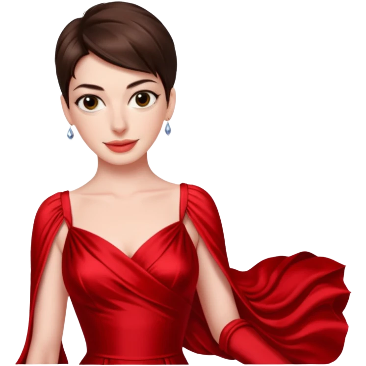 Anne Hathaway in red dress, hot emoji