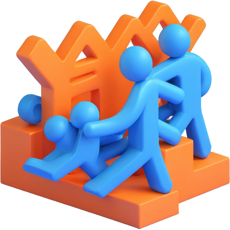 3d icon of a team, blue colors emoji