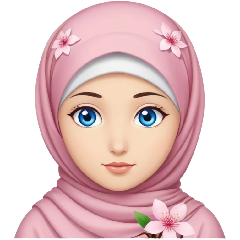 Turkish beautiful finish Konya girl blue eyes with hijab islamic dress and had on her hand sakura emoji