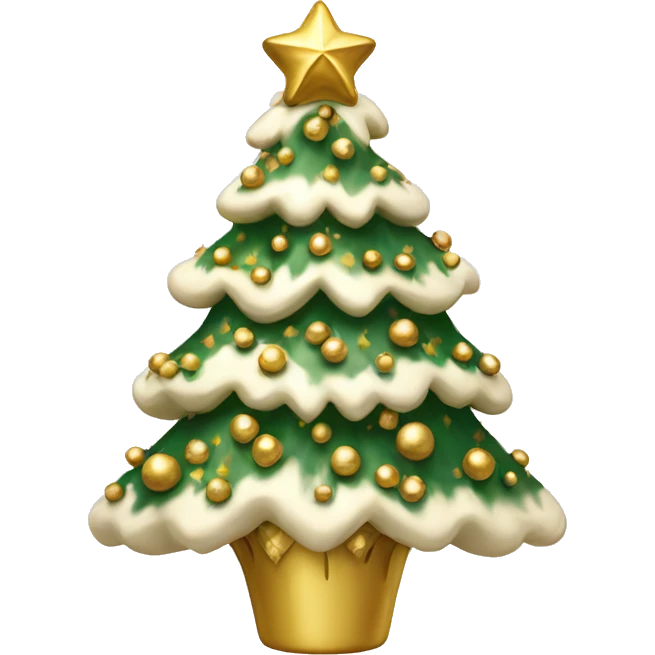 vanilla  Christmas tree with white and gold decorations emoji