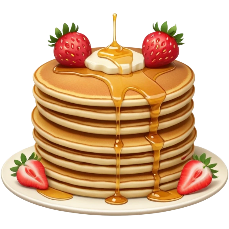 a stack of pancakes with strawberry  emoji