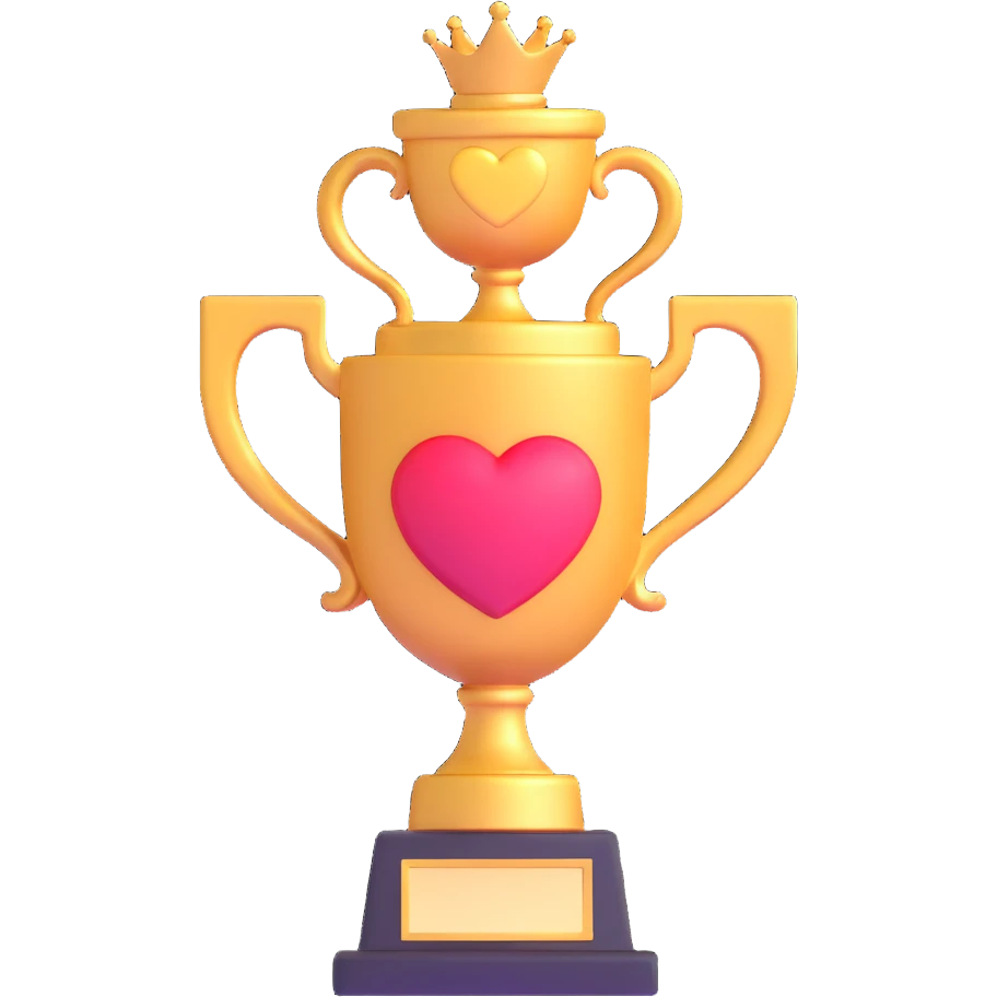 trophy with a heart, representing appreciation and success in a client meeting emoji