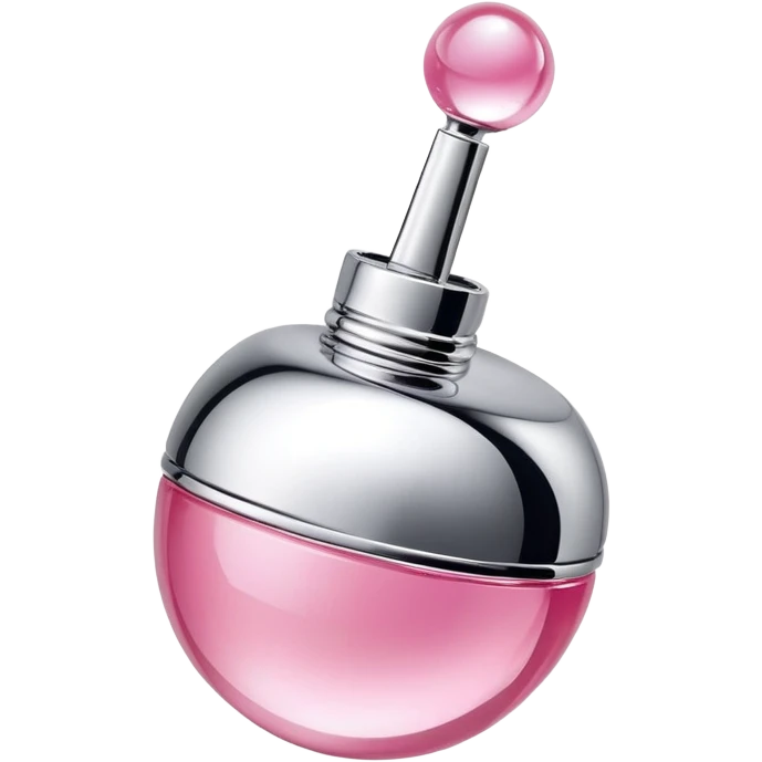 A gloss with a ball in the closed silver cap and the color of the gloss is pink and is from the brand "Dior" emoji