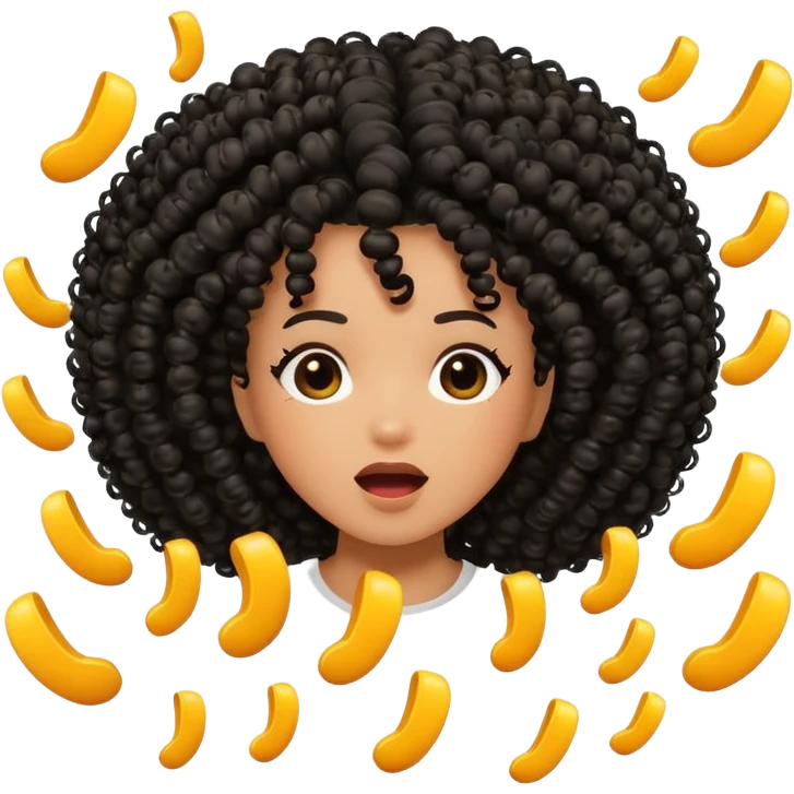 black kinky curly hair falling off with exclamation marks emoji