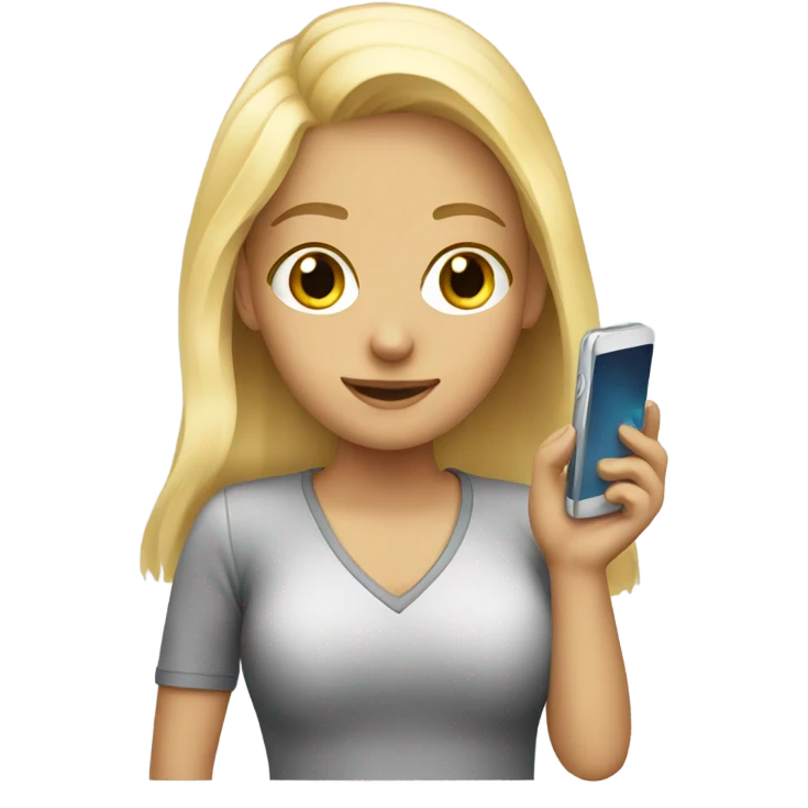 blonde girl with cellphone emoji