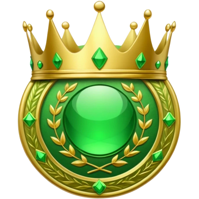 green coin with green king crown inside emoji