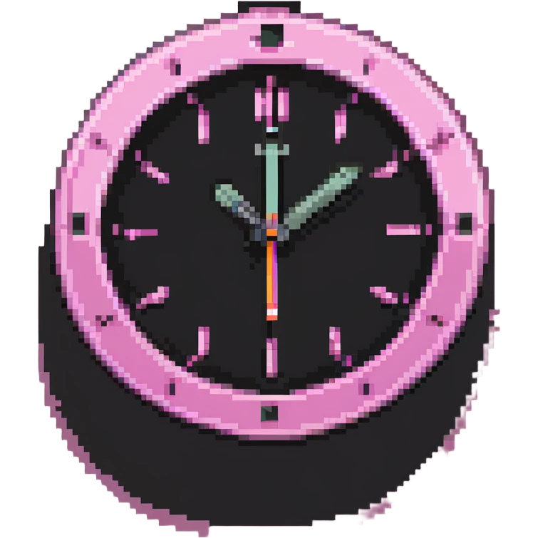 aesthetic pink clock with retro vibe and pink palette in pixel art style emoji