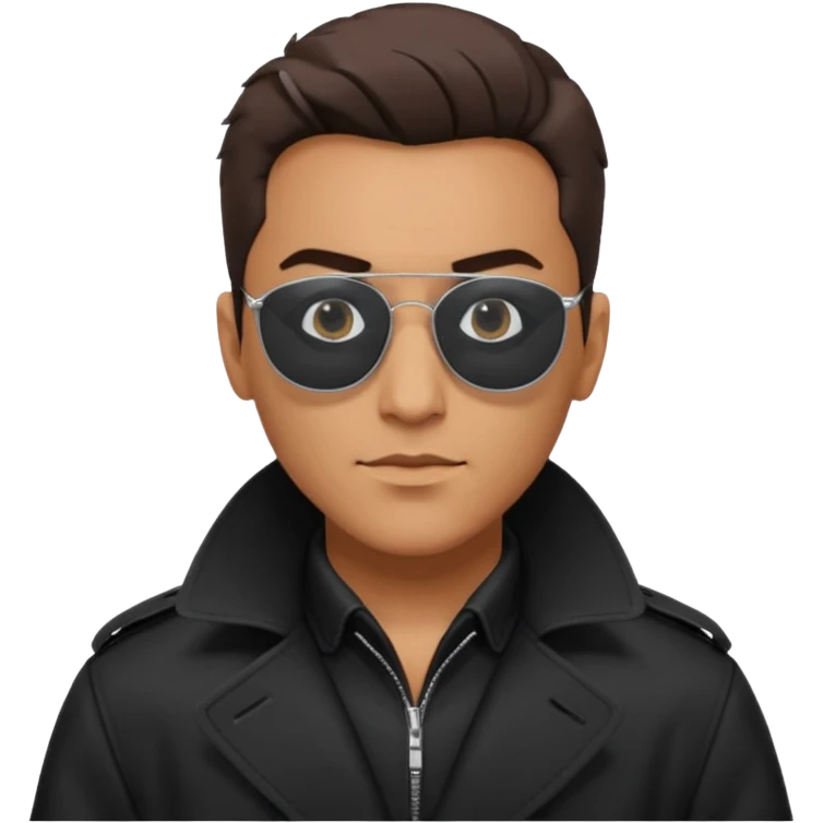 man in black trenchcoat and matrix sunglasses emoji