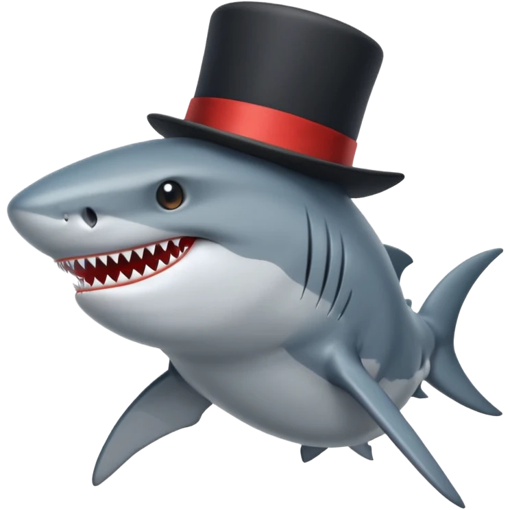 Shark with a top hat emoji