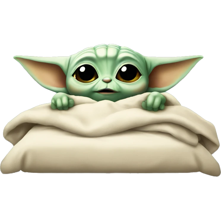 Baby Yoda waking up emoji