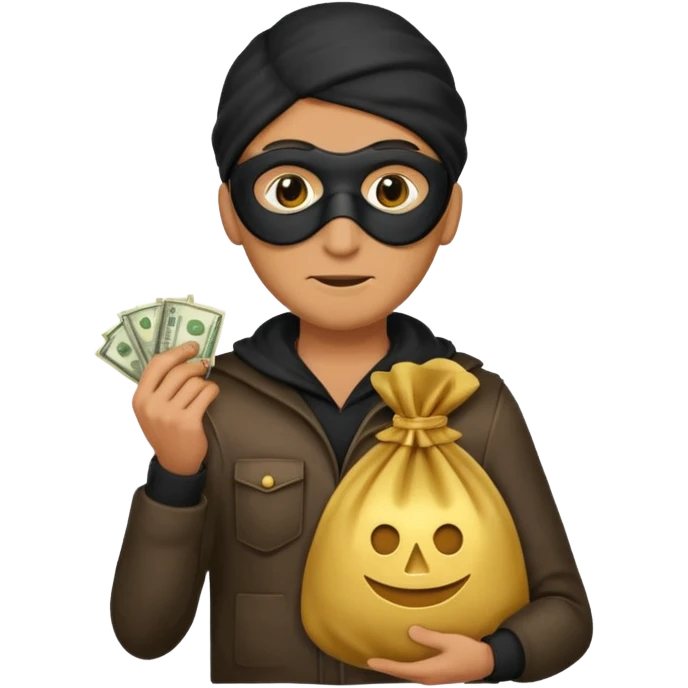 یه آدم قد بلند دزد ایموجی شکل هم باشه یه کیسه پول دستش یاشه emoji