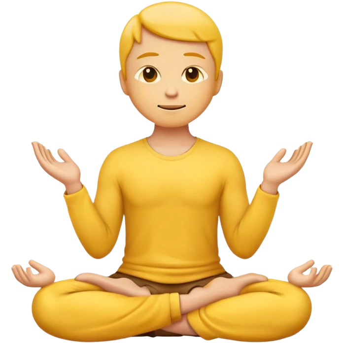 classic yellow emoji meditating, sitting cross-legged, peaceful expression emoji