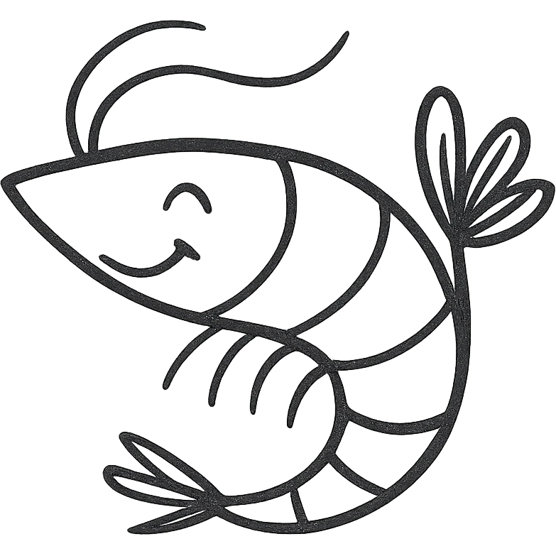 smiling shrimp with black outline emoji