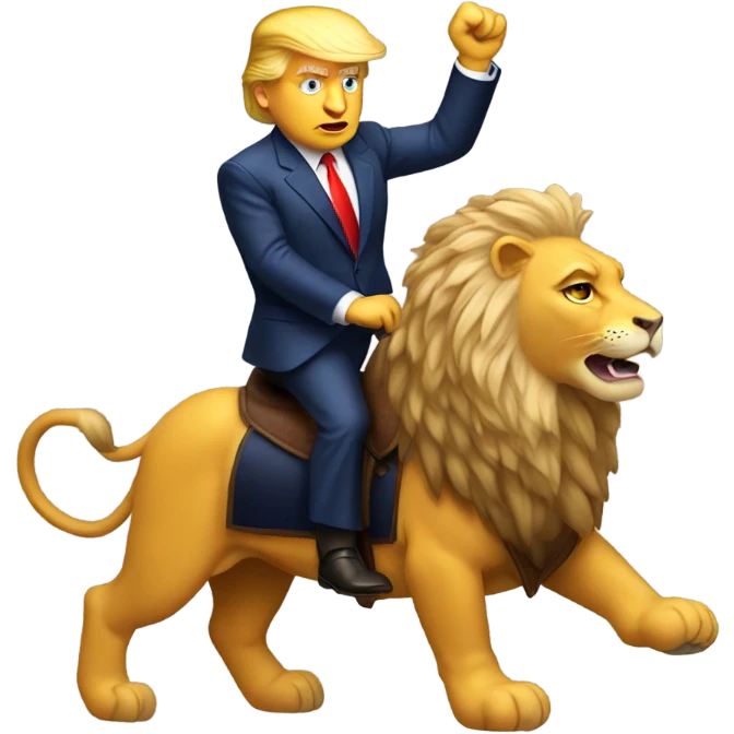 Donald Trump riding lion emoji