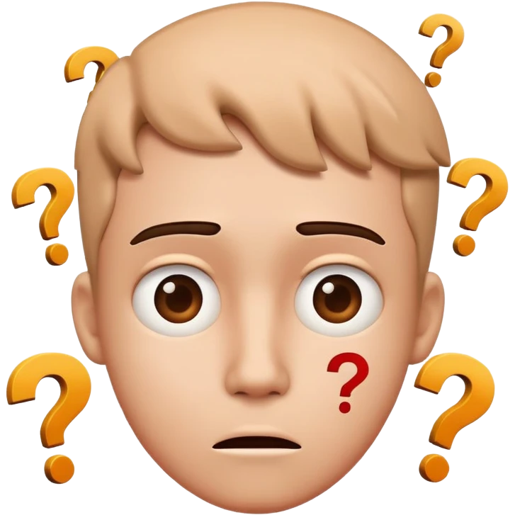 A confused character with question marks around its head emoji