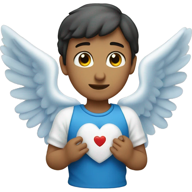 Corazón azul con angelito dentro  emoji