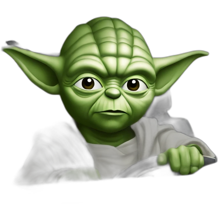 Yoda driving a silver 2001 Honda civic (he had too much ketamine) emoji