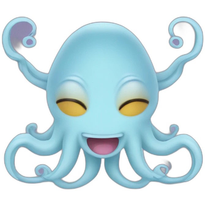 Cute kraken cute face eyes closed making yoga emoji