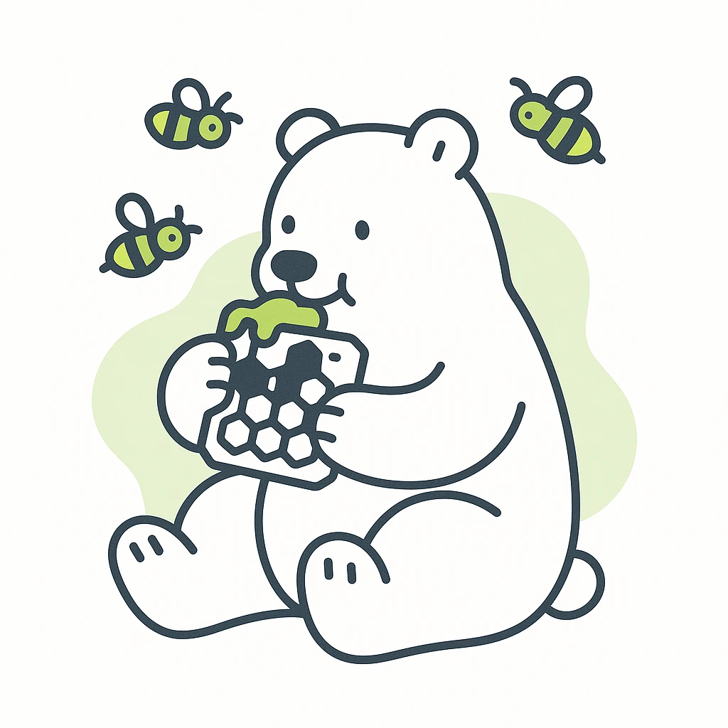 bear eating honeycomb with bees flying around emoji