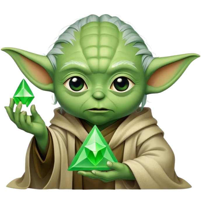 yoda holding a green mystic hollow triangle emoji