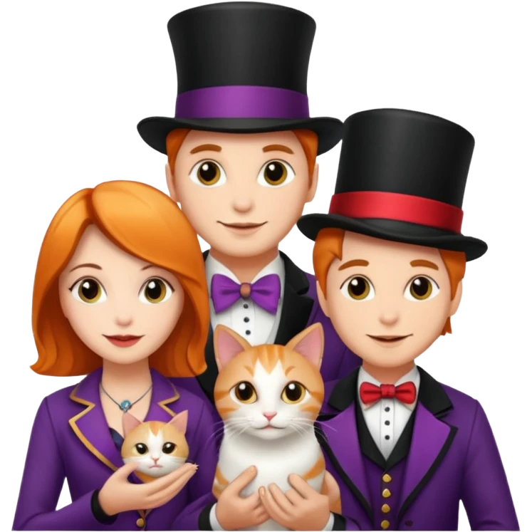 magician couple and their pet cat emoji