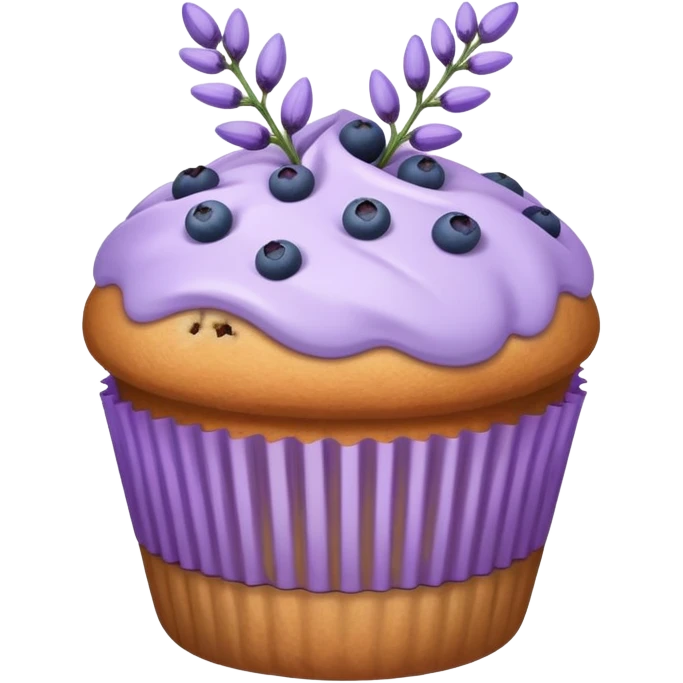 Lavender flower sprig muffin with berries emoji