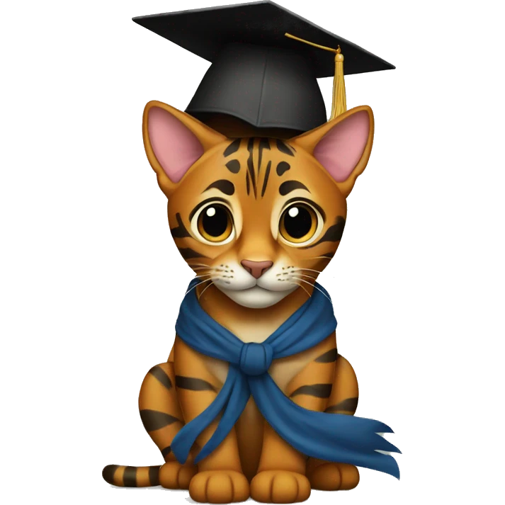 Bengal wearing graduation cap emoji
