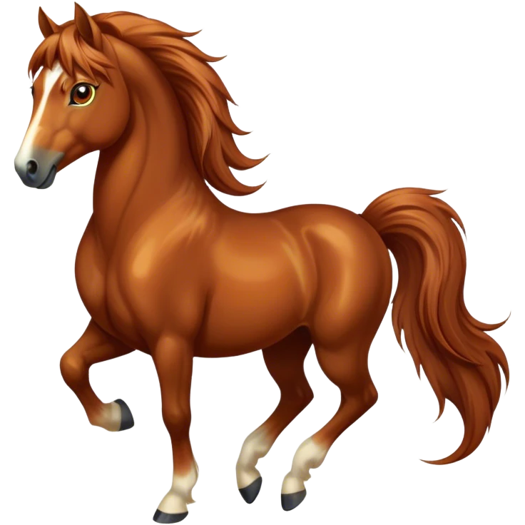 Cinematic Elegant Chestnut Horse Portrait Emoji, Head held high with a serene, graceful gaze, showcasing a magnificent chestnut fur with a radiant shimmer, flowing mane and tail, and luminous amber eyes that exude beauty and grace, Simplified yet majestically refined features, highly detailed, glowing with a soft, ethereal light, high shine, poised and breathtaking, stylized with an air of pure elegance, capturing the essence of a stunning and graceful steed, so beautiful it feels like it could gallop out of the screen with effortless charm! emoji