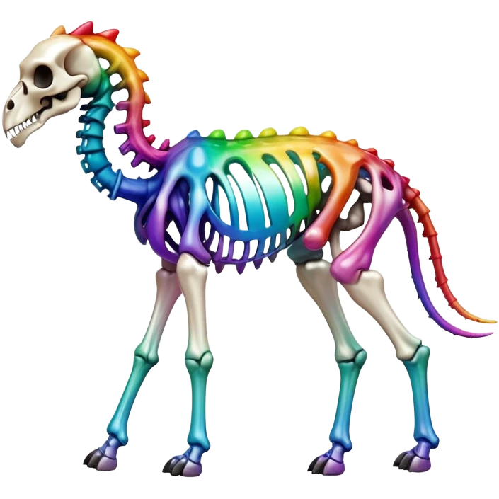 An iridescent rainbow gradient epic shiny cool edgy skeletal animal, full body emoji