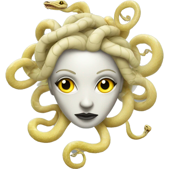 Medusa with white skin, yellow eyes and black snakes  emoji