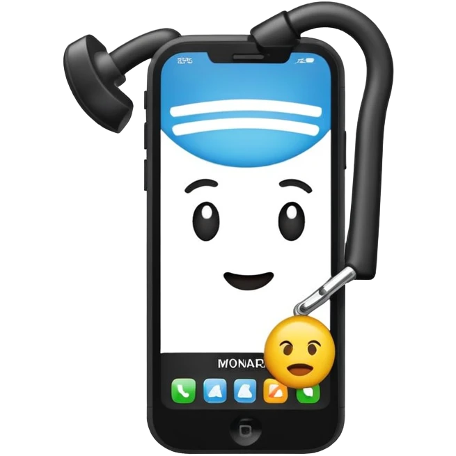 UN EMOJI DE UN CELULAR CON EL NOMBRE DE LA MARCA LLAMADA MONARQ  emoji