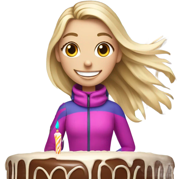 White girl happy birthday skiing emoji