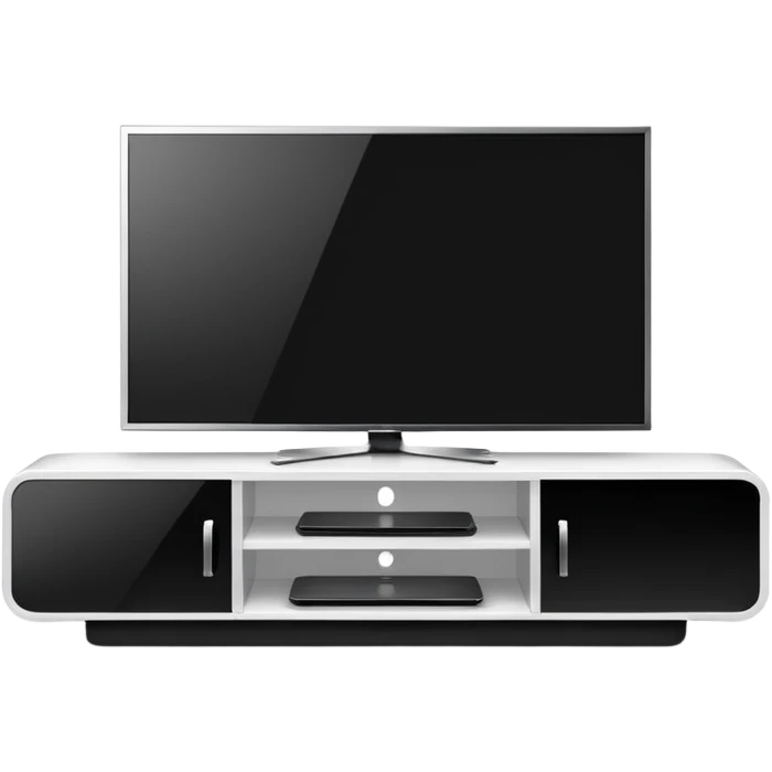 modern tv standing on a super luxurious white cupboard emoji