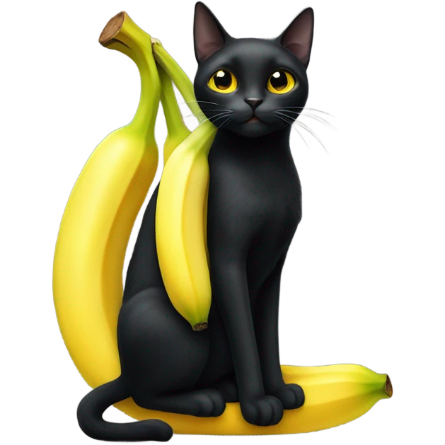 Black cat holding a banana emoji
