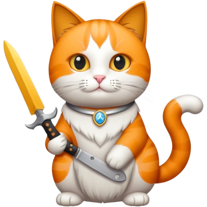 Gatto carino con il coltello in mano e stelline attorno emoji