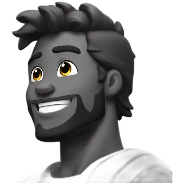 Giga Chad smiling black and white musculation meme a little from profile emoji