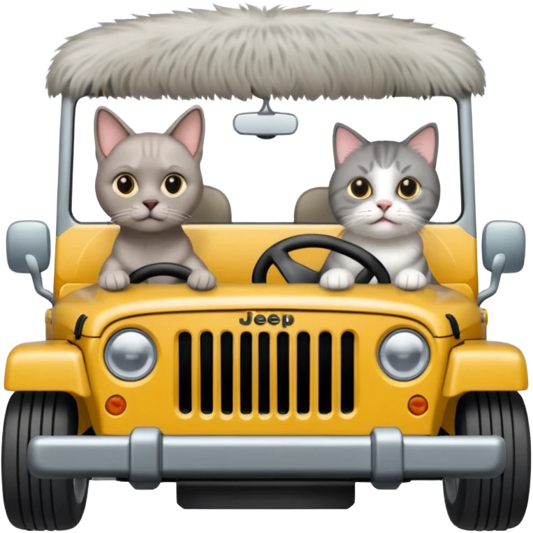 weimaraner dog and Persian cat in a jeep  emoji