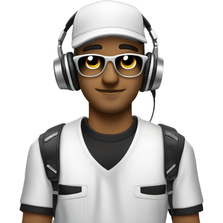 DJ BLANCO CON PELONEGRO Y CONSOLA emoji