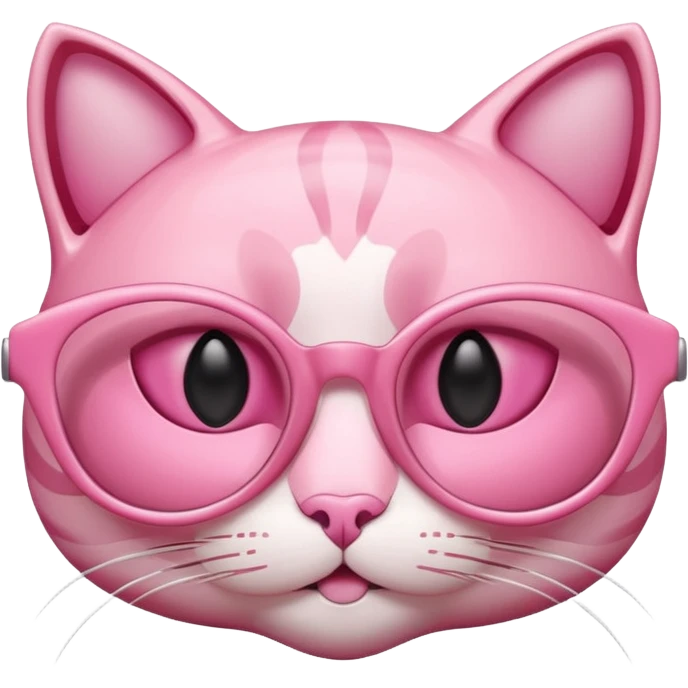 A 3D cartoon rose-pink cat-eye shaped spectacle, glossy curved frame, soft reflections, isolated on plain background. only glasses. emoji