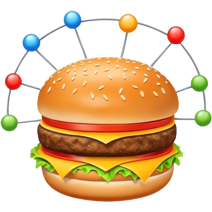 burger with atom electrons orbiting emoji