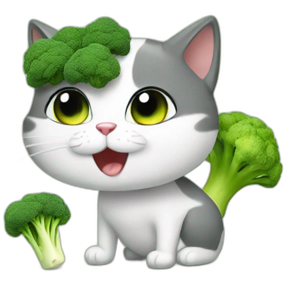 Cat eating brocoli  emoji