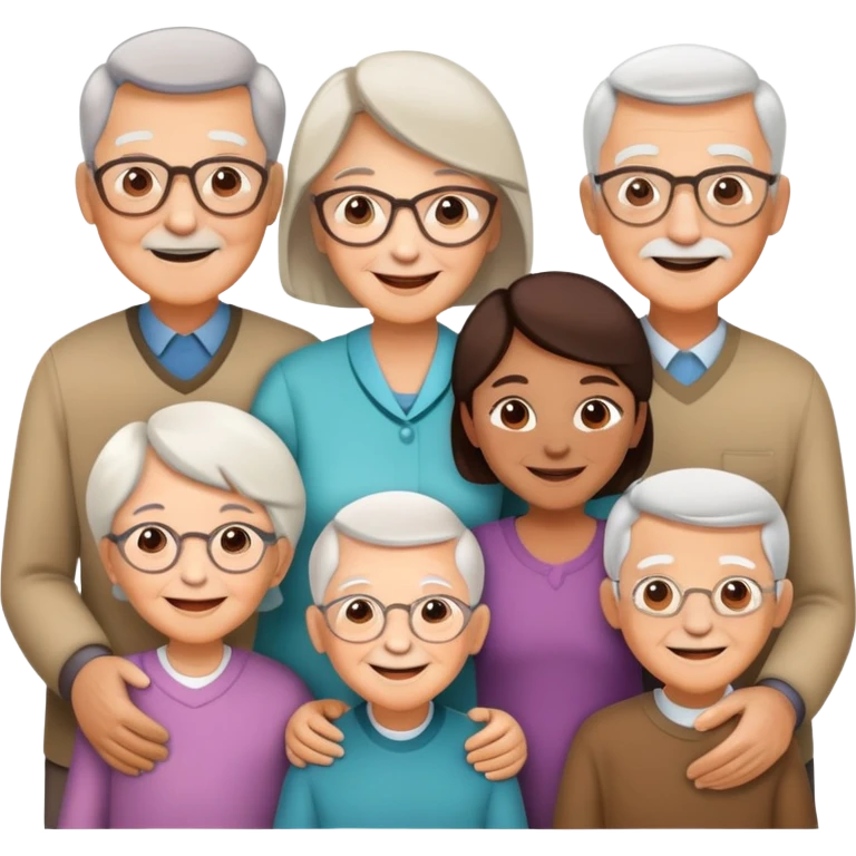 multigenerational family with grandparents, parents and children emoji