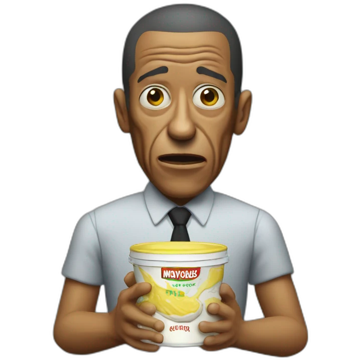 Angry Gus fring holding mayonnaise titled "Mayonnaise" emoji