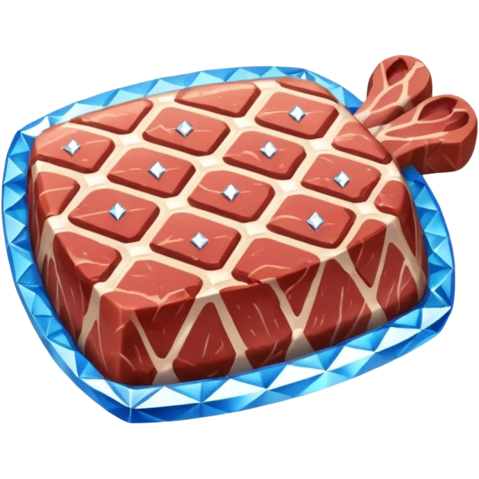 Meat with diamond textur and blue color emoji