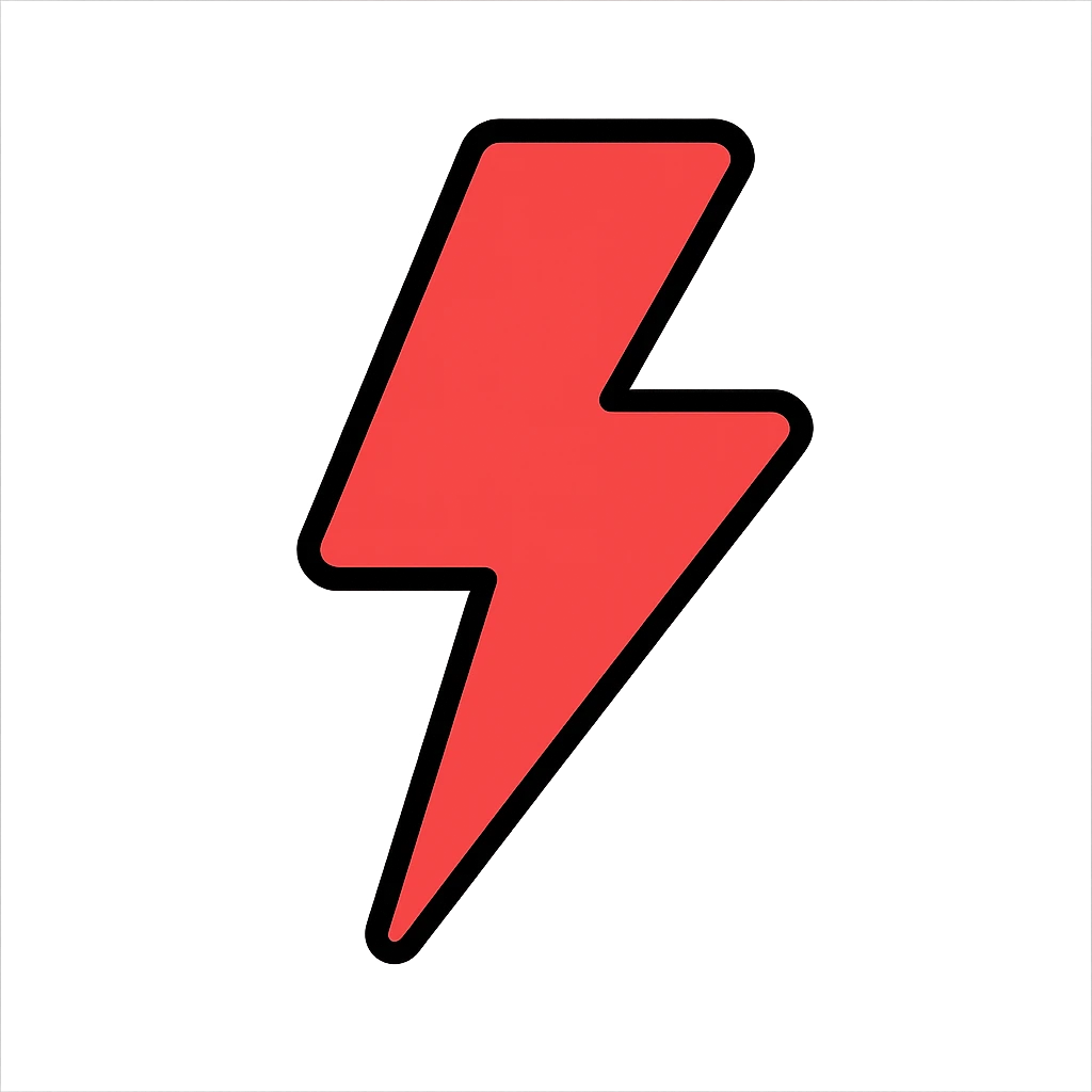 red Flash lightning bolt symbol, simple and iconic, transparent background emoji
