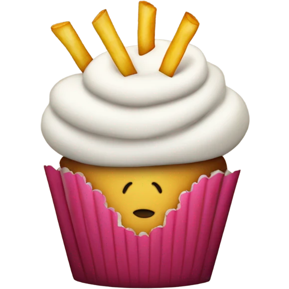 Fancy cupcake with French fries  emoji