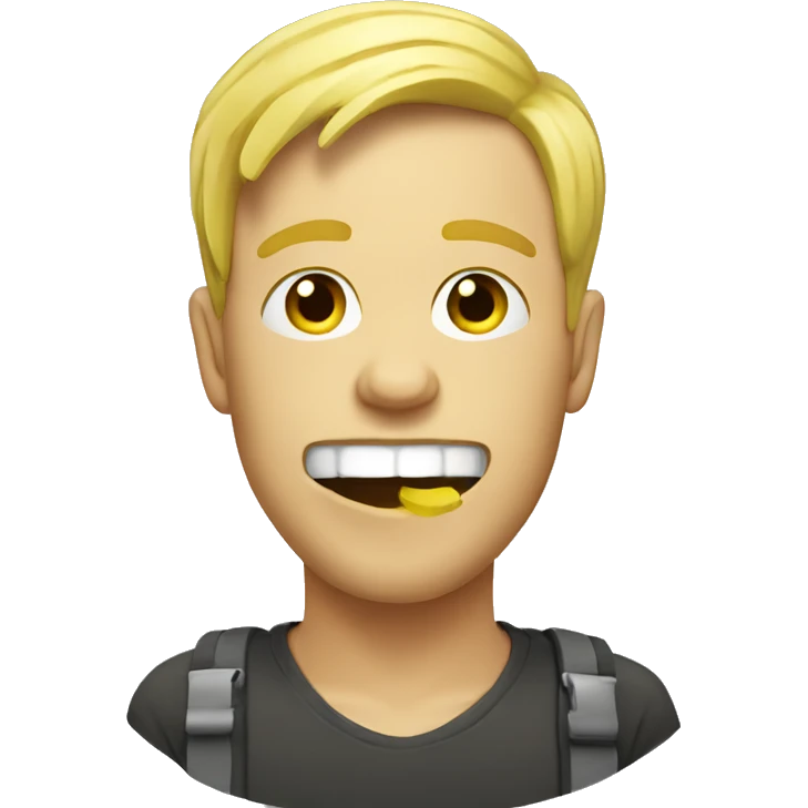 blonde guy with banana in mouth emoji