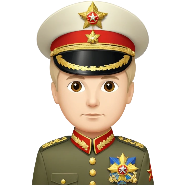 Russian military general in formal uniform with medals, epaulettes, and military hat emoji