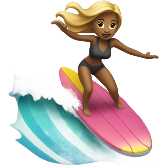 women on surfboard emoji